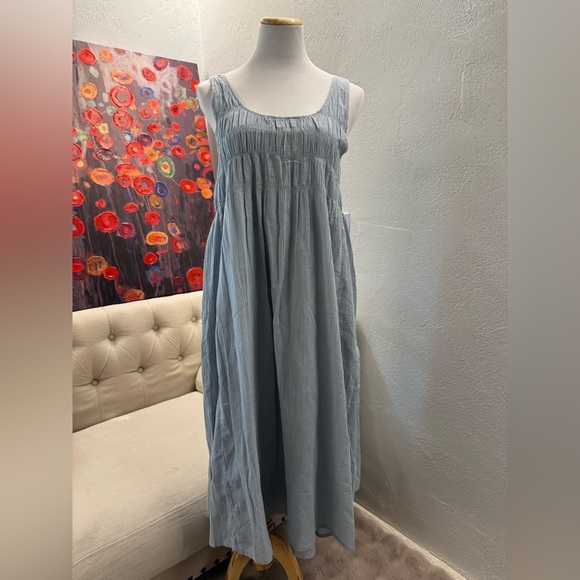 NWT Nomad the label Del Monte Midi Cotton Dress Slate Blue XS - Picture 2 of 9